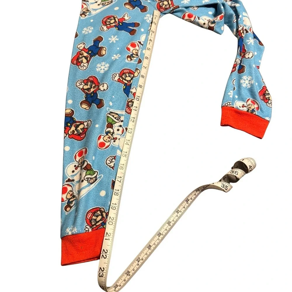 Super Mario Boys Pajama Set Size 10 Snug Fit Long Sleeve Top & Pants Winter Snow
